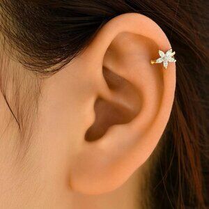 Ear Cuff,Rhinestone Flower No Piercing Minimalist dainty Ear Cuffs Wrap Earring